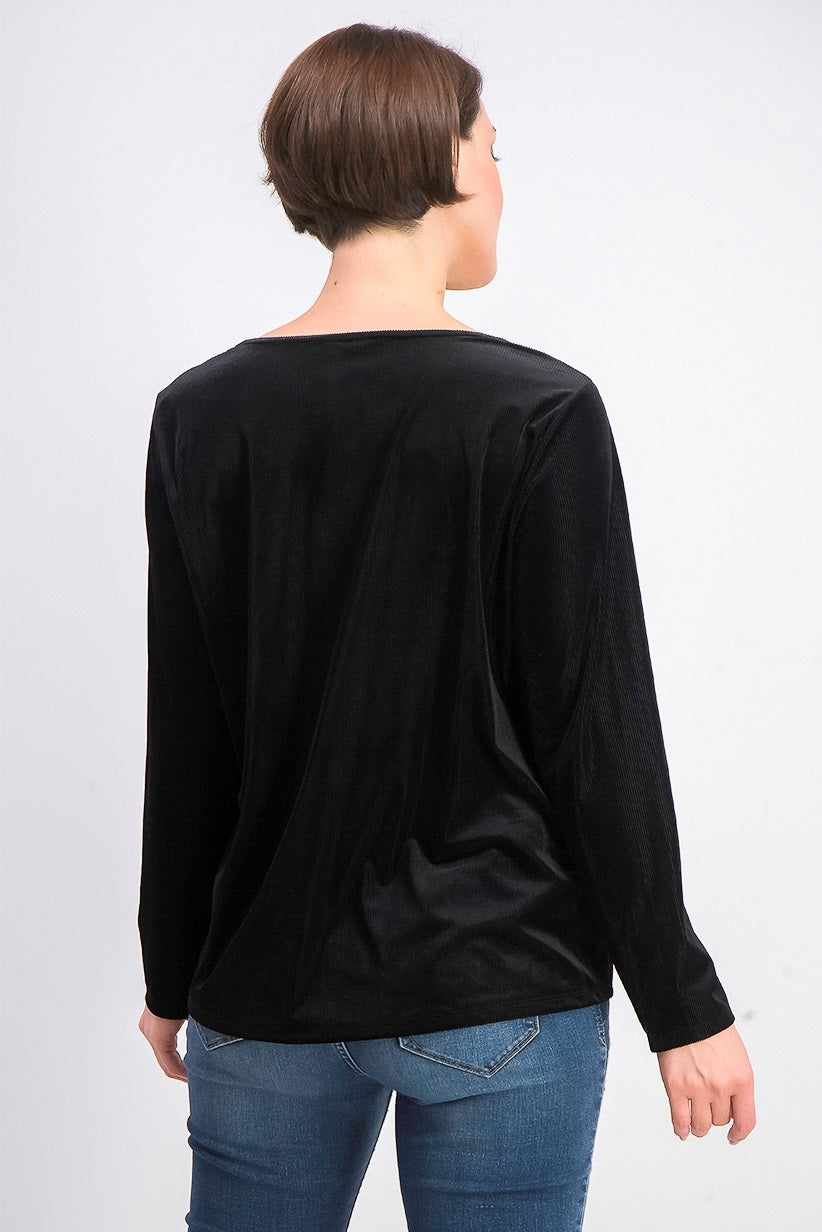 Alfani Women's Asymmetrical-Neckline Velvet Top Black Size Large