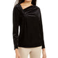 Alfani Women's Asymmetrical-Neckline Velvet Top Black Size Small