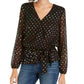 INC International Concepts Women's Rainbow Clip-Dot Wrap Top Black Size Extra Small
