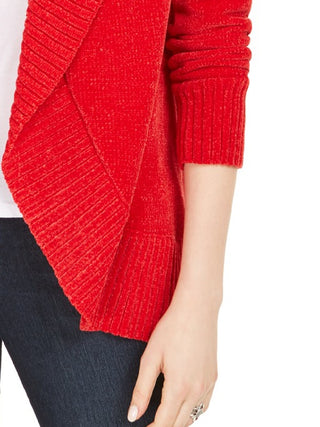Style & Co Women's Shawl-Collar Open-Front Cardigan Red Size Medium