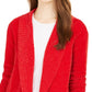 Style & Co Women's Petite Chenille Shawl-Collar Cardigan  Red Size PM