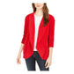 Style & Company Women's Textured Ribbed Long Sleeve Open Cardigan Sweater Red Size PP