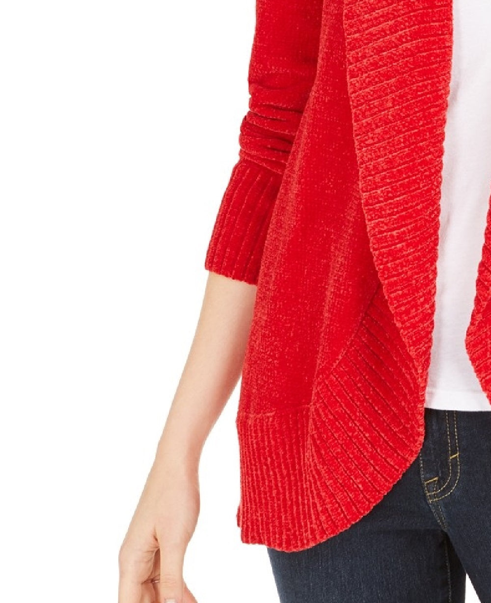 Style & co Women's Petite Shawl-Collar Open-Front Cardigan Red Size Small