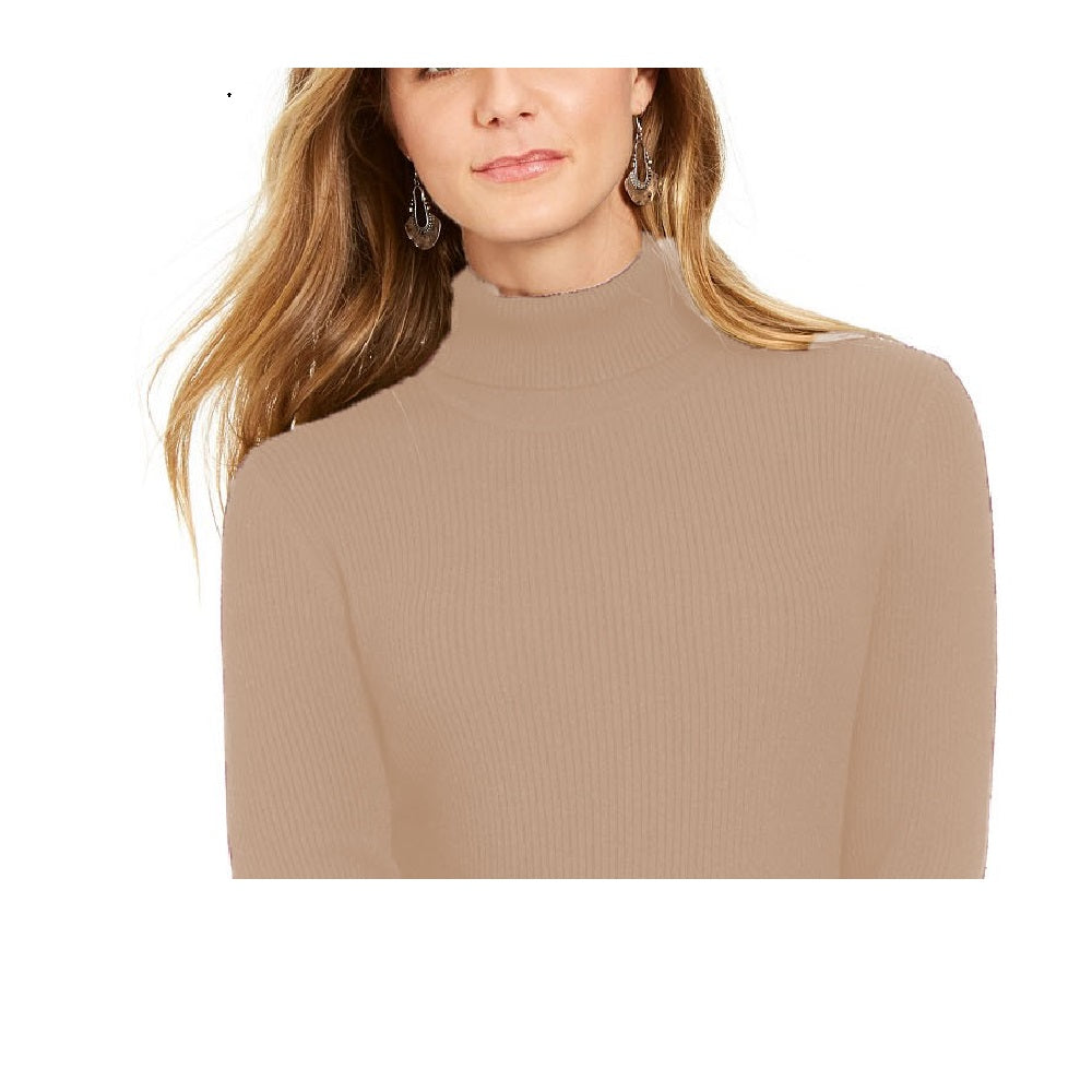 Style & Co Women's Ribbed Turtleneck Sweater Beige Size 2 Extra Large
