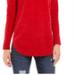 Style & Co Women's Textured Long Sleeve Cowl Neck Sweater Red Size Petite Large