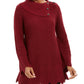 Style & Co Women's Scalloped-Hem Ribbed Sweater Dark Red Size Extra Large