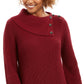 Style & Co Women's Scalloped-Hem Ribbed Sweater Dark Red Size Extra Large