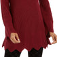 Style & Co Women's Scalloped-Hem Ribbed Sweater Dark Red Size Extra Large