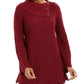 Style & Co Women's Scalloped-Hem Ribbed Sweater Dark Red Size X-Small