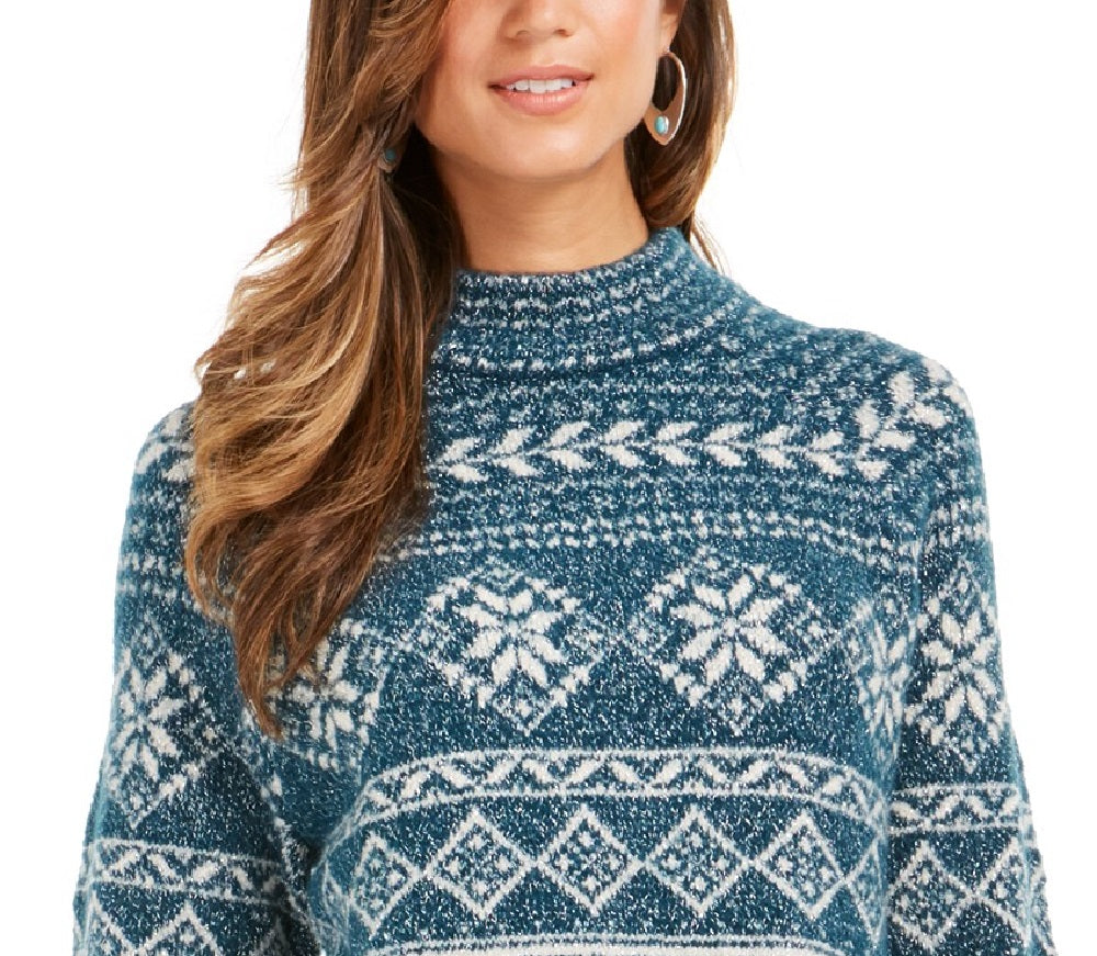 Style & Co Women's Fair Isle Tunic Sweater Green Size Extra Large