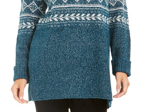 Style & Co Women's Fair Isle Tunic Sweater Fi Dark Kale Size Extra Small