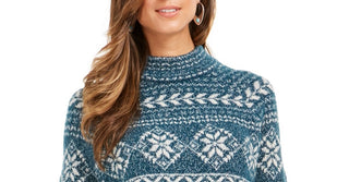 Style & Co Women's Fair Isle Tunic Sweater Fi Dark Kale Size 2 Extra Large