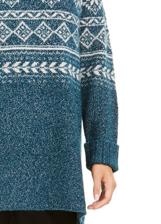 Style & Co Women's Fair Isle Tunic Sweater Fi Dark Kale Size 2 Extra Large