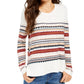 Style & Co Women's Striped Studded Sweater Beige Size Large