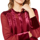 Alfani Women's Velvet-Trim Button-Front Top Wine Size Medium