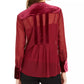Alfani Women's Velvet-Trim Button-Front Top Wine Size Medium