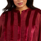Alfani Women's Plus Velvet Trim Blouse Wine Size 1X