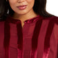 Alfani Women's Plus Size Velvet-Trim Blouse Red Size X-Large