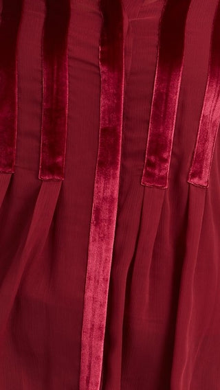 Alfani Women's Plus Size Velvet-Trim Blouse Red Size X-Large