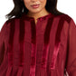 Alfani Women's Plus Size Velvet-Trim Blouse Wine Size 3X