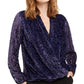 Alfani Women's Printed Burnout Surplice Top Purple Size 2 Extra Large