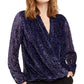 Alfani Women's Printed Burnout Surplice Top  Purple Size 2 Extra Large