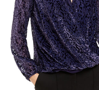 Alfani Women's Printed Burnout Surplice Top  Purple Size 2 Extra Large