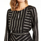 Alfani Women's Metallic-Stripe Top Black Size Medium
