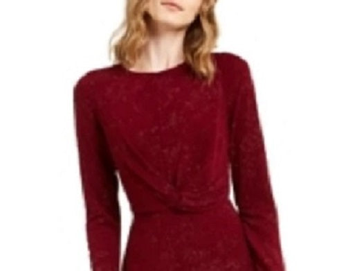 Alfani Women's Tonal Twist-Waist Dress Red Size Small