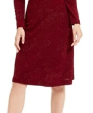 Alfani Women's Tonal Twist-Waist Dress Red Size Small