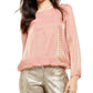 Alfani Women's Metallic Bubble Top Pink Size Large