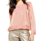 Alfani Women's Metallic Bubble Top Pink Size 2 Extra Large