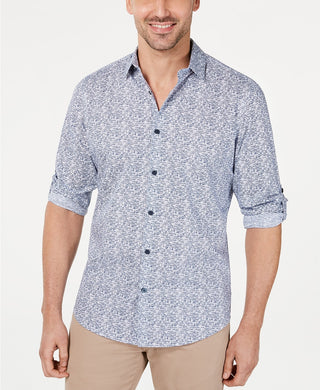 Alfani Men's Geo Static-Print Shirt Bright White Size Large