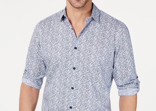 Alfani Men's Geo Static-Print Shirt White Size Small