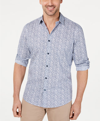 Alfani Men's Geo Static-Print Shirt White Size 2 X-Large