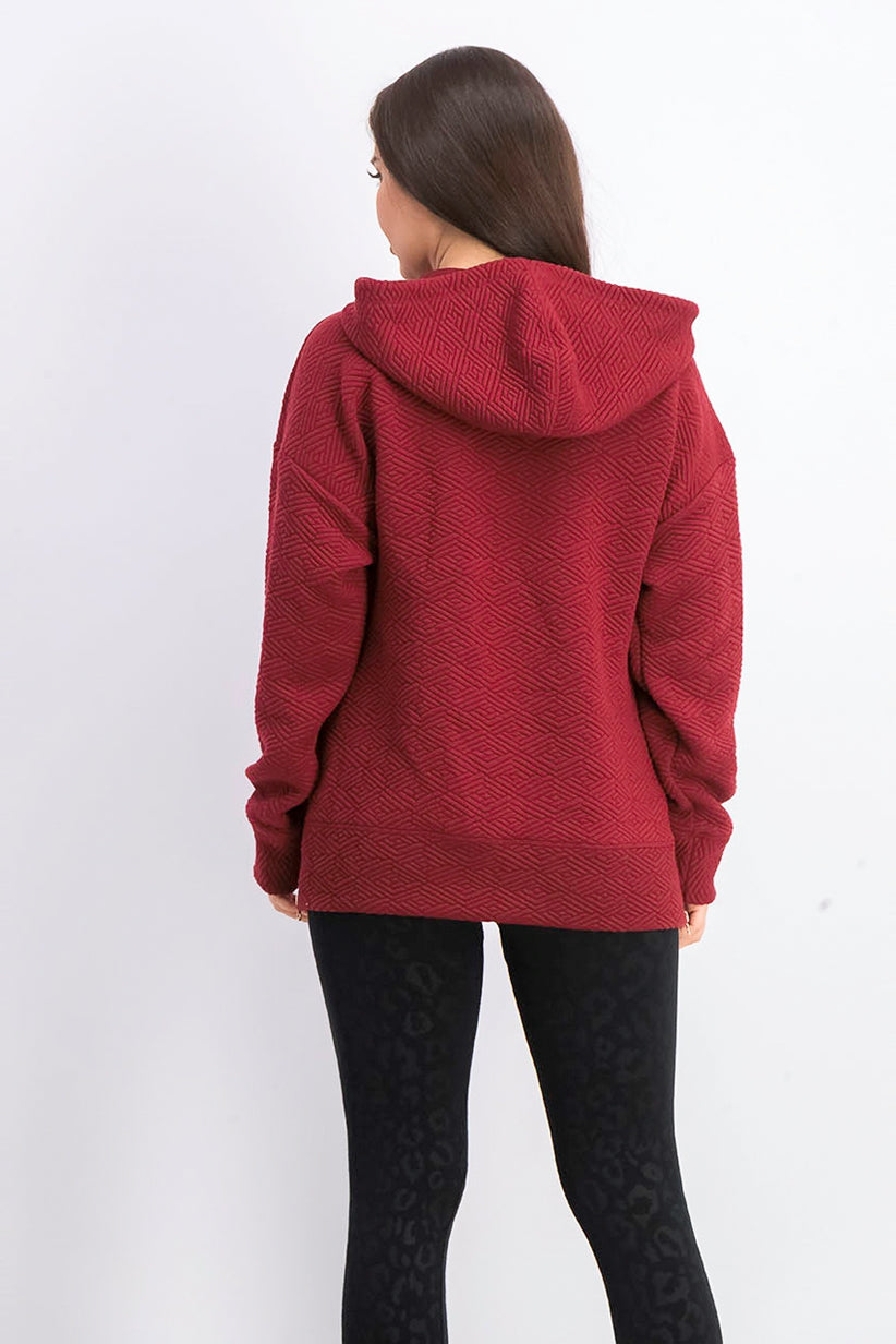 Ideology Women's Warm-Up Side-Zip Hoodie WIne Size Small