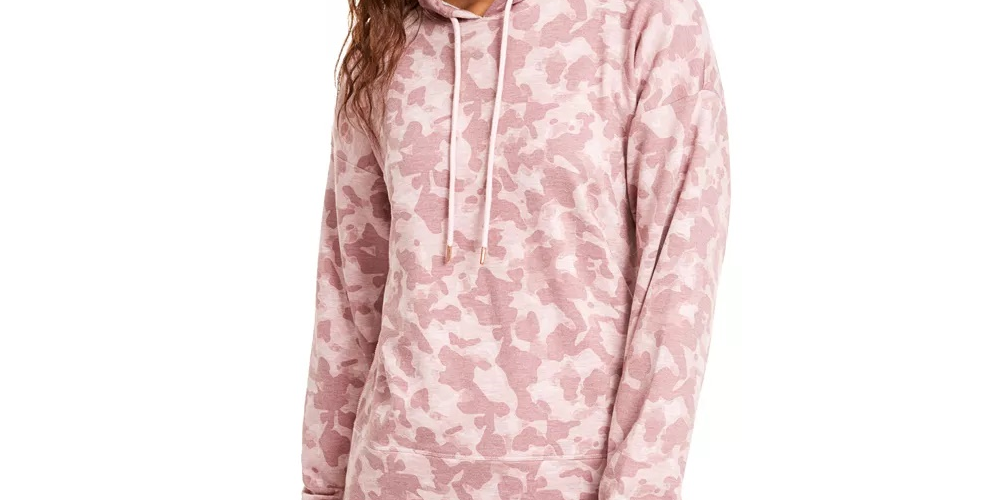 Ideology Women's Zip Hem Shimmer Hoodie Pink Size XX-Large