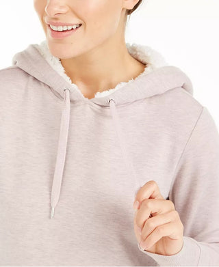 Ideology Women's Sherpa Round-Hem Hoodie Gray Size Extra Large