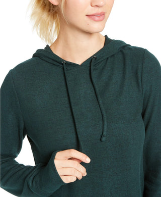 Ideology Women's Mushy-Knit Hoodie Dark Green Size Small