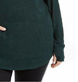 Ideology Women's Plus Size Thumb-Hole Hoodie  Green Size 1X