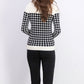 Charter Club Women's Petite Houndstooth Button-Shoulder Sweater Black Size Small