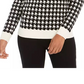 Charter Club Women's Petite Houndstooth Button-Shoulder Sweater Black Size Medium