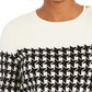 Charter Club Women's Petite Houndstooth Button-Shoulder Sweater Black Size Petite Small
