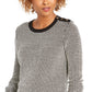 Charter Club Women's Textured Contrast-Trim Sweater Black Size Medium