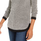 Charter Club Women's Textured Contrast-Trim Sweater Black Size Medium