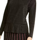 Alfani Women's Metallic Peplum Top Black Size X-Large