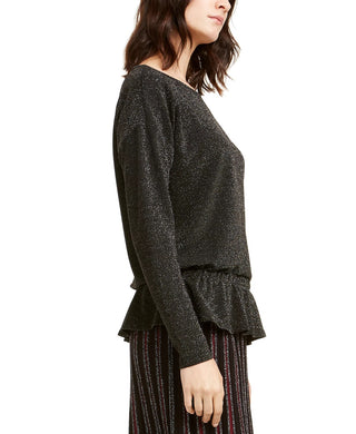 Alfani Women's Metallic Peplum Top Med Gray Size Large