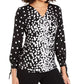 Alfani Women's Ruched Tie-Sleeve Top Black Size Small
