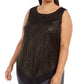 Alfani Women's Plus Size Metallic-Threaded V-Hem Top Black Size 3 X-Large