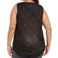 Alfani Women's Plus Size Metallic-Threaded V-Hem Top Black Size 0X